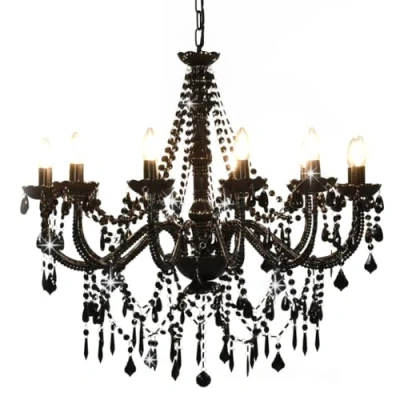 Image de vidaXL Lustre avec perles Noir 12 ampoules E14281609