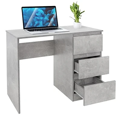 Afbeelding van Bureau met drie laden 90x76x50 cm Grijs hout ML Design