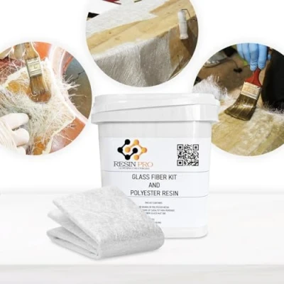 Afbeelding van Resin Pro Reparatieset van kunsthars + glasvezel 1 m x snel, eenvoudig en duurzaam, versterkingsmateriaal, polyesterhars, ortotalaat, reparaties boten, carrosserie, buizen 700 g