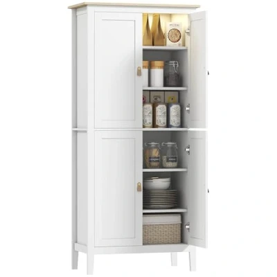 Afbeelding van HOMCOM Keukenkast 80x40x176,5cm MDF Wit