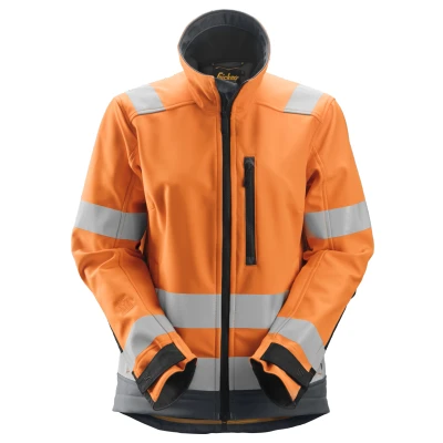 Afbeelding van Allroundwork, High Vis Softshell Damesjack Kl 2/3, Oranje, Visibility Staal Grijs (5558), L