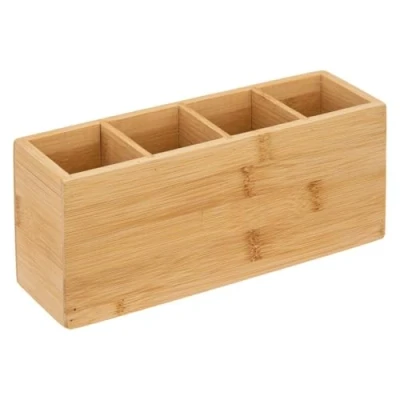 Afbeelding van Make up organizer 4 vakken 22,5 x 7 cm van bamboe Nagellak houder Organizers