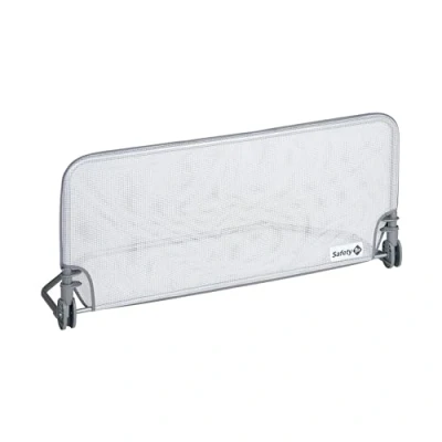 Image de Safety 1st Standard Bed Rail 90 cm, 18 mois 5 ans, Barrière de lit enfant, Tissu lavable en maille, Auto verrouillage, sécurité enfant lit, Gris/blanc