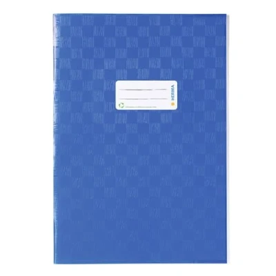Image de HERMA 7443 Lot de 25 protège cahiers en raphia avec étiquette et structure film polypropylène résistant facile à nettoyer Bleu