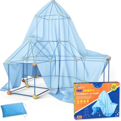 Afbeelding van Fort Bouwpakket Megabundel + Uitbreidingspakket 191 Onderdelen Incl. Opbergzak &amp; E book Constructiespeelgoed Montessori en Educatief speelgoed Bouwspeelgoed Hut Bouwen