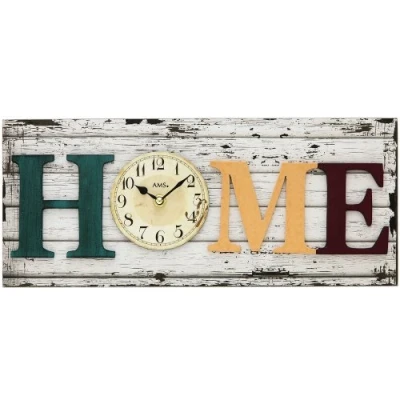 Afbeelding van AMS W9428 Wandklok Analoog Rechthoek Hout Mineraal glas Bruin