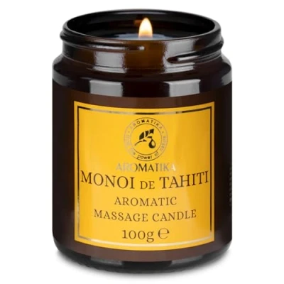 Afbeelding van Massage Kaars Monoï de Tahiti 100 g Ontspanning met Sojaolie in Kokosolie Olie Lichaamsolie Lichaamsverzorging Cosmetica Geurkaars een Potje