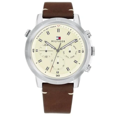 Afbeelding van Tommy Hilfiger Troy 1792102 Horloge Leer Bruin Ø 46 mm