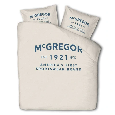 Afbeelding van Dekbedovertrek McGregor Boston 1 persoons (140x240 cm) Katoen Tekst Beige Ga naar Dekbed Discounter.nl &amp; Profiteer Nu