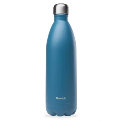 Afbeelding van Qwetch Thermosfles eendenblauw 1 liter, Drinkfles voor onderweg van roestvrij staal, 24 uur koud en 12 warm, Waterdicht, BPA vrij herbruikbaar