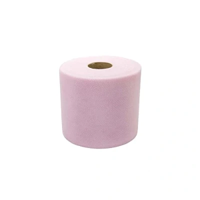 Afbeelding van BARATTI Tule rol, eenkleurig, voor decoratie, bruiloftsfeest, hoogte 12,5 cm, roze