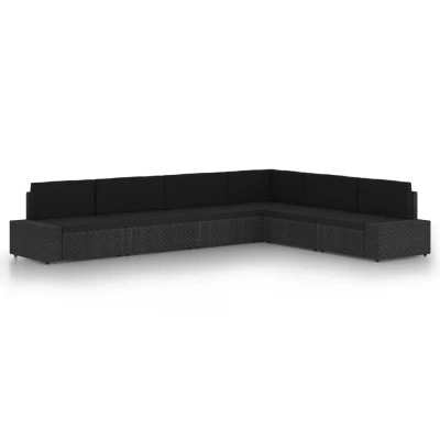 Afbeelding van vidaXL 6 delige Loungeset met kussens poly rattan zwart
