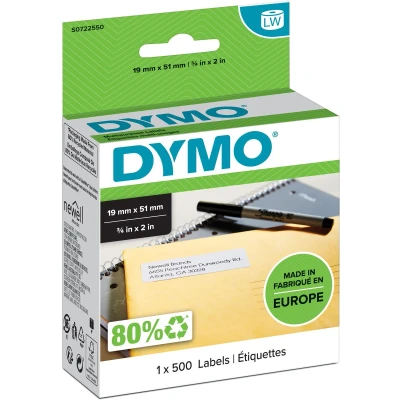 Afbeelding van Dymo label 500 pcs 5,1cm x 1,9 cm blanche auto adhésif S0722550