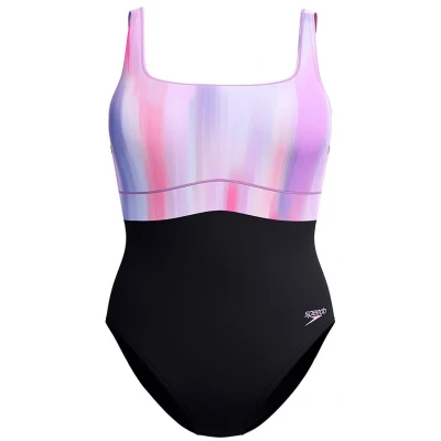 Afbeelding van Speedo Womens Shaping Contoureclipse Printed Swimsuit Badpak, Dames, Maat: 48, Neon violet