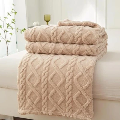 Afbeelding van Mezzar Zachte fleecedeken voor tweepersoonsbed, zetel, warm en comfortabel bed (kaki, 200 x 230 cm)