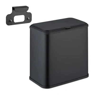 Afbeelding van Relaxdays hangende prullenbak 5 l 25 x 25,5 15,5 cm met houder voor keukenkastje