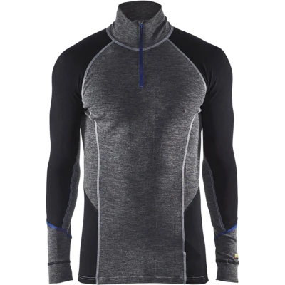 Afbeelding van Blaklader Onderhemd Merino met rits WARM 4899 1732 Medium Grijs/Zwart 4XL
