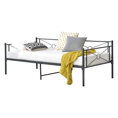 Afbeelding van Metalen bed Alvesta met bedbodem 90x200 cm donkergrijs