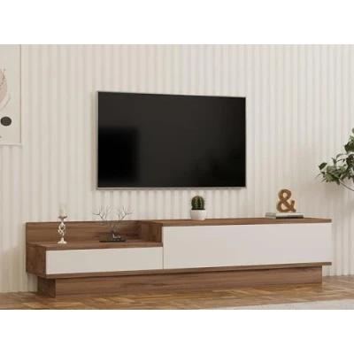 Afbeelding van Modern TV meubel Gemelamineerd 160 cm Breedte Atlantic Pine Wit