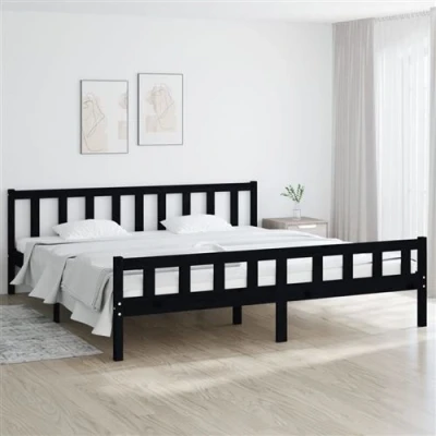 Afbeelding van Bedframe massief hout zwart 160x200 cm