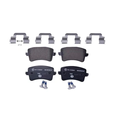 Afbeelding van HELLA 8DB 355 025 381 Remblokkenset Niet geschikt voor slijtage waarschuwingscontact Met remzadelschroef toebehoren AUDI: Q5, A4 B8 Avant