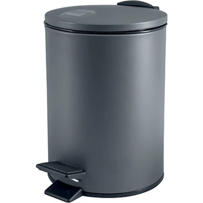 Afbeelding van Spirella Pedaalemmer Cannes donkergrijs 5 liter metaal L20 x H27 cm soft close toilet/badkamer