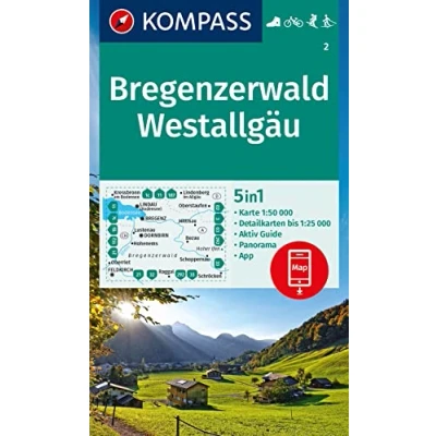 Afbeelding van KOMPASS Wanderkarte 2 Bregenzerwald, Westallgäu 1:50.000