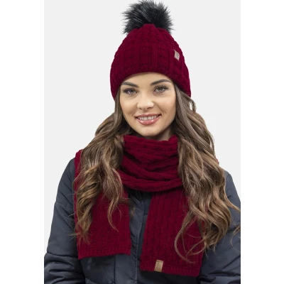 Afbeelding van Vivisence 7015 Beanie AND Scarf SET Sjaal, Dames, Maat: One Size, Maroon