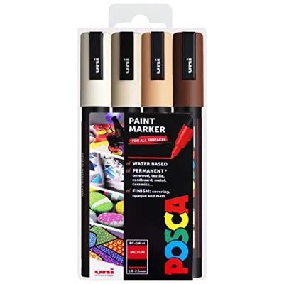 Afbeelding van Posca PC 5M Permanente marker op waterbasis, 1,8 2,5 mm, warme neutrale tinten, 4 stuks