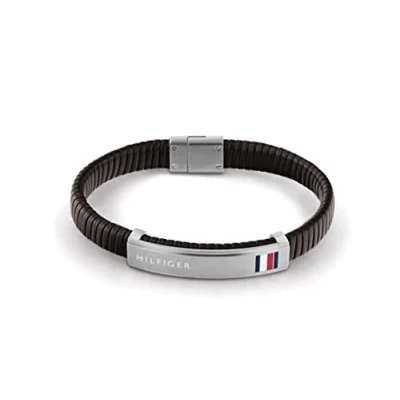 Afbeelding van Tommy Hilfiger, Armbanden, Platte Gevlochten Armband, (19 cm, Leer)