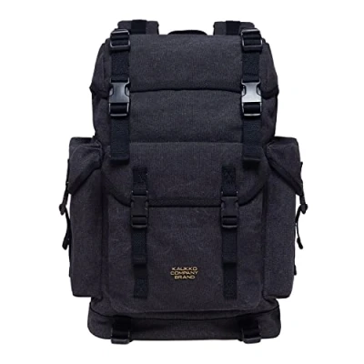Afbeelding van KAUKKO Schoolrugzak heren dames reistas laptop rugzak sport, Canvas zwart (k1018)