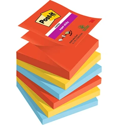 Afbeelding van Post it Super Sticky Z notes Playful, 90 Vel, Ft 76 X Mm, Geassorteerde Kleuren, Pak Van 6 Blokken Memoblok