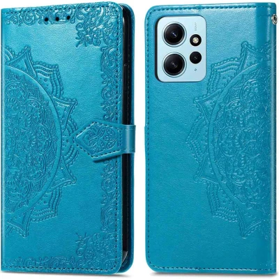 Afbeelding van iMoshion Hoesje Geschikt voor Xiaomi Redmi Note 12 (4G) Met Pasjeshouder Mandala Bookcase Turquoise