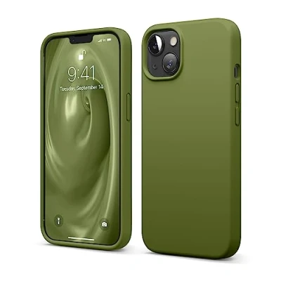 Afbeelding van elago Beschermhoes van vloeibare siliconen, compatibel met iPhone 13, 6,1 inch, hoes premium rondom bescherming, schokbestendige 3 structuren, zachte microvezel, voorkomt