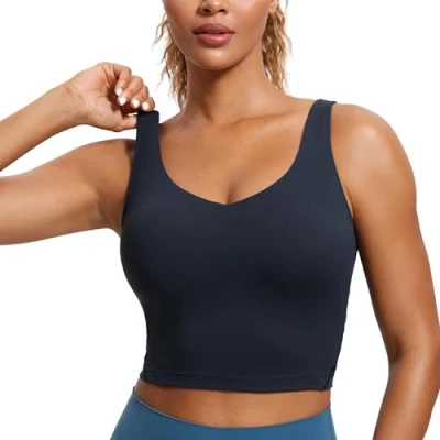 Afbeelding van CRZ YOGA Butterluxe Sportbeha voor dames, met V hals en geïntegreerde beha, schemeringsblauw