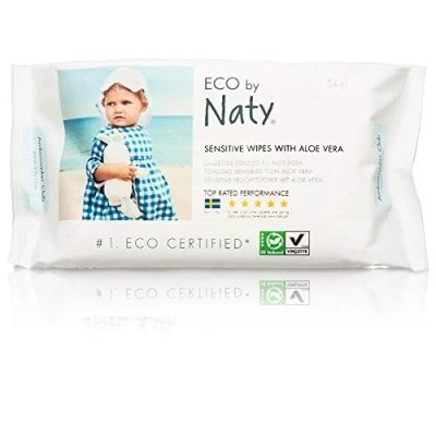 Afbeelding van Eco Baby Naty Sensitive Aloë Vera reinigingsdoekjes, 56 stuks