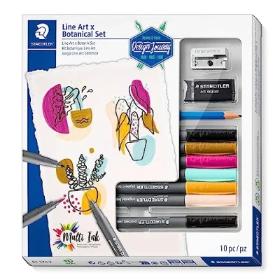 Afbeelding van Brushletteringset Staedtler Design Journey art &amp; botanical 10 delige set