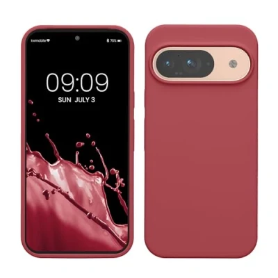 Afbeelding van kwmobile hoesje geschikt voor Google Pixel 9 / Pro case Siliconen telefoonhoesje Telefoon beschermhoes Smartphone cover in donkerroze