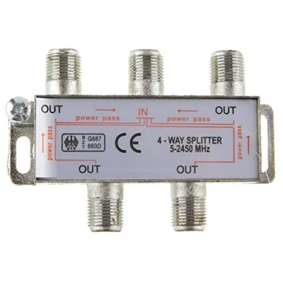 Afbeelding van SAT &amp; BK 4 weg splitter 100dB HD en Unicable afgeschermd dompelbaar