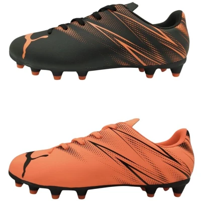 Afbeelding van Puma Chaussures de football Attacanto Fg/Ag Jr unisexes pour enfant, Blanc et rouge, 34.5 EU