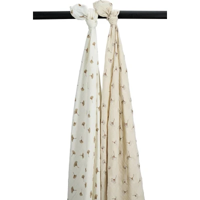 Afbeelding van Meyco Swaddle Doek Gingko Offwhite/Soft Sand 2 pack