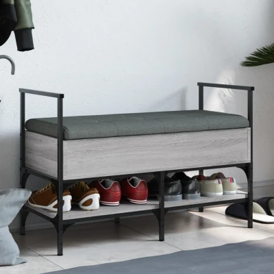 Afbeelding van Schoenenbank 85,5x42x57,5 cm bewerkt hout grijs sonoma