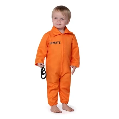 Afbeelding van Spooktacular Creations Gevangeniskostuum voor baby&#039;s, uniseks, gevangenisgevangeniskostuum meisjes en jongens, Halloween kostuumfeest