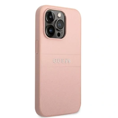 Afbeelding van Guess Saffiano Back Case Geschikt voor Apple iPhone 14 Pro (6.1&quot;) Roze