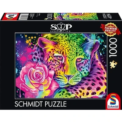 Afbeelding van Schmidt Spiele 58514 Sheena Pike, neon regenboog luipaard, 1000 stukjes puzzel