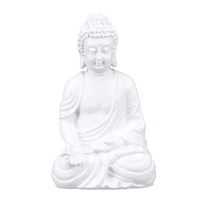 Afbeelding van Relaxdays Boeddhafiguur van polyhars, weerbestendig, vorstbestendig, tuindecoratie, 30 x 19,5 12 cm (h b d), voor binnen en buiten, wit