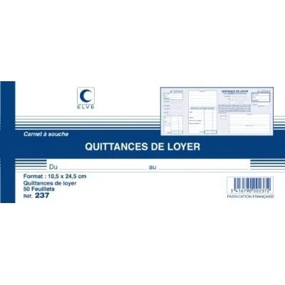 Image de Elve carnet à souche quittances de loyer 105 x 245 mm 50 feuillets générique 237