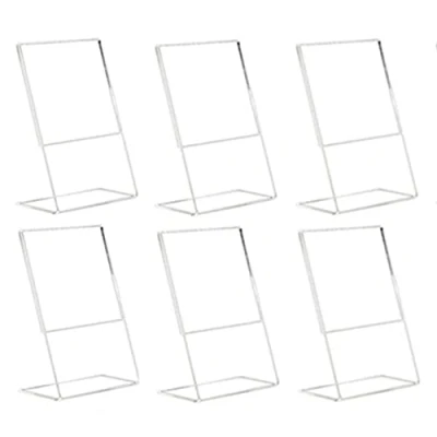 Afbeelding van Set van 6 transparante A5 acryl kunststof tafelstandaard voor hotel, restaurant, tentoonstelling, café, kantoor