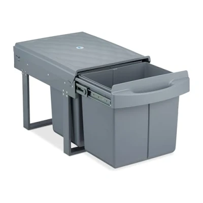 Afbeelding van Relaxdays inbouw prullenbak 2 vakken x 15 l 34,6 34 51,8 cm duo grijs
