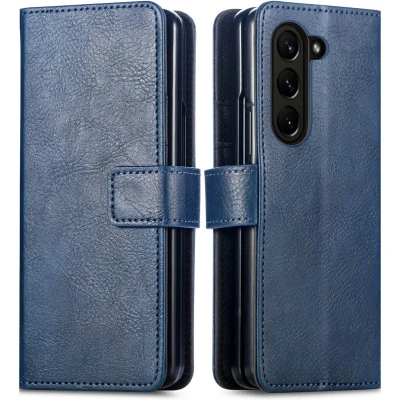 Afbeelding van iMoshion Hoesje Geschikt voor Samsung Galaxy Z Fold 6 Met Pasjeshouder Luxe Bookcase Donkerblauw